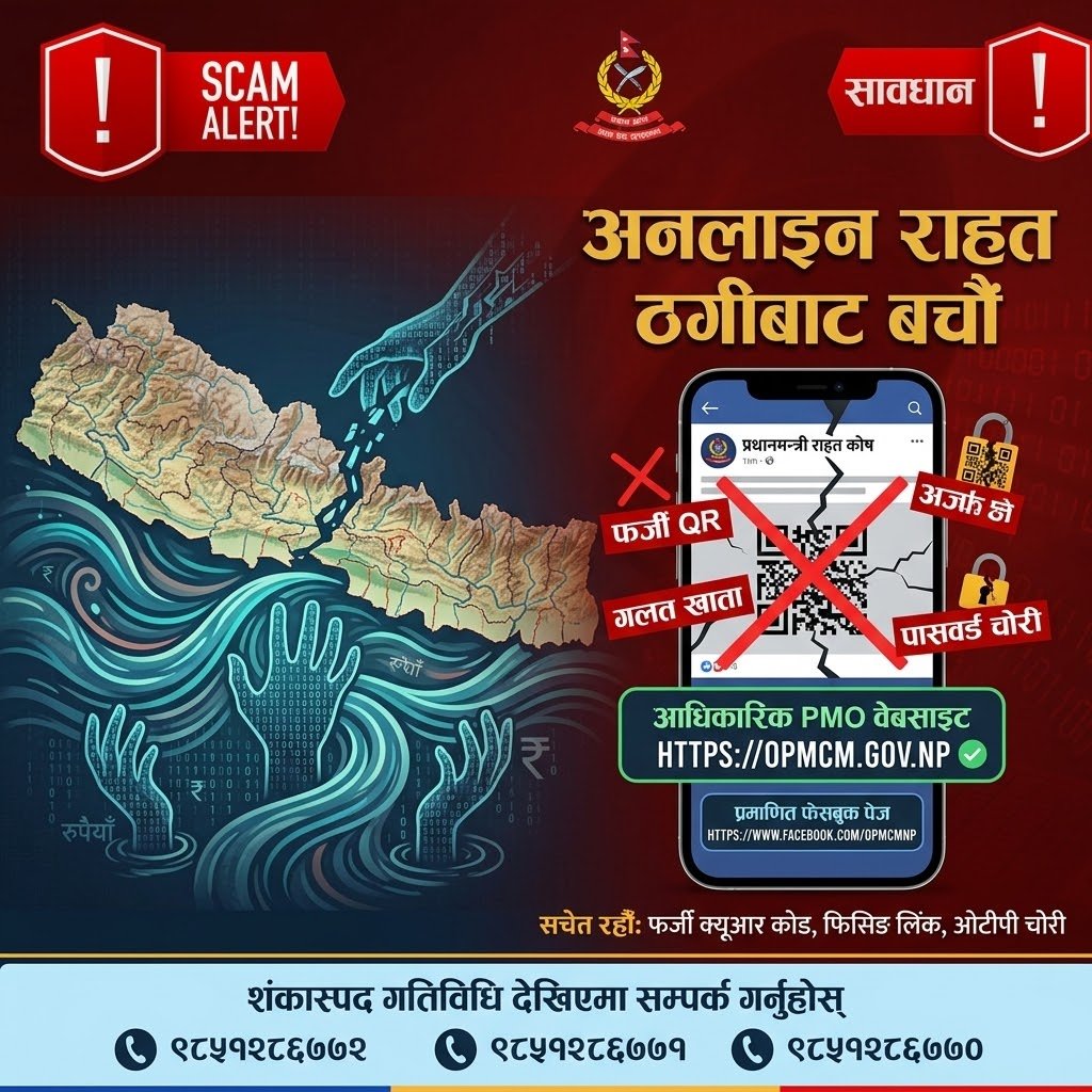 विपद्को समयमा राहतको नाममा हुने स्क्यामबाट सचेत रहन प्रहरीको आग्रह